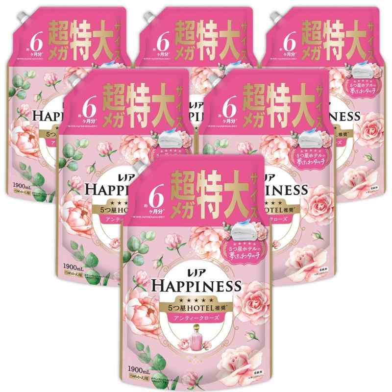 レノア ハピネス 5つ星ホテルの夢ふわタッチ 柔軟剤 アンティークローズの香り 詰め替え 1900mL×6袋 [大容量] [ケース品]