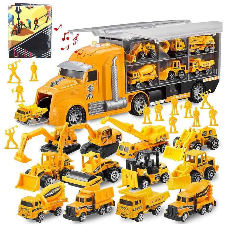 楽天市場】【送料無料】建設車両セット 1台収納車 12台ミニカー