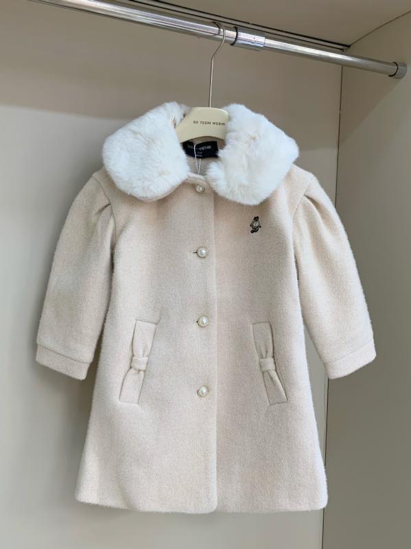 厚地の外套 お嬢さん 冬物 毛革襟 韓国風 ちびっ子服 キッズ アウター 真っただ中丈 襟付き添い人 長袖 シングル名取り草 ポリエステル カーキ 心地よい 通学 お出かけ着