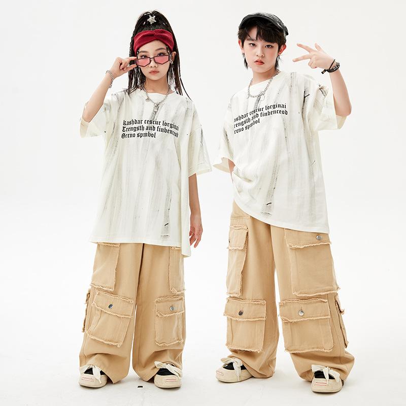 社交ダンス御召しもの キッズ お坊っちゃん お嬢さん 御居処跳ねる 表どおり レトロ ティーシャツ 綿 綿織物 パステル色の原料品 告げ知らせる会 演技 膜鳴楽器 上演 上演服