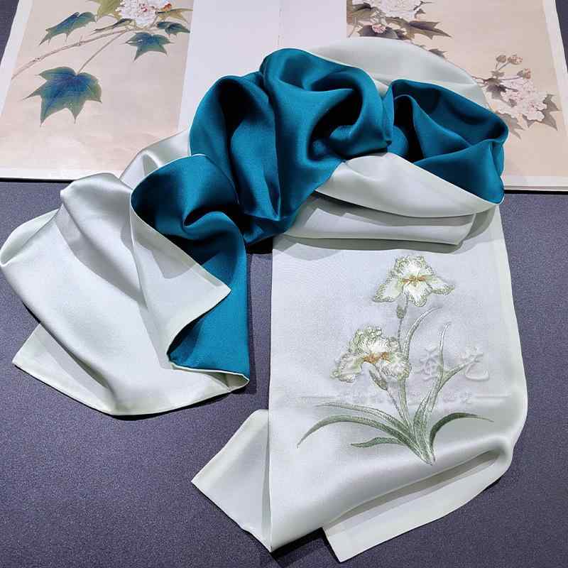 ストール レディース 春夏 シルク 絹 手刺繍 花柄 オリエンタルモダン ショール パーティー 結婚式 冷房対策 UVカット 高級感 ギフトボックス付き エレガント 上品 きれいめ｜MIRAIYUKI 8,213円