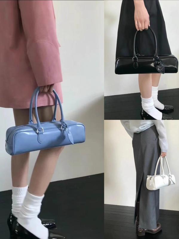 御徒面子 レディース 鞄 なめし革 ハンドバック ショルダーバッグ レトロ 晴れ晴れしい感 漆革 ミニ御徒面子 バゲットバッグ 膝掛け