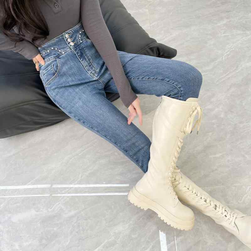 デニム レディース 小っちゃい スキニー ジーンズ ズボン下 伸ばすこと 伸縮性 人付き合い冷感 御機嫌酉の方角 美脚 脚長成り行き XS S M L 綿織物 浅青碧