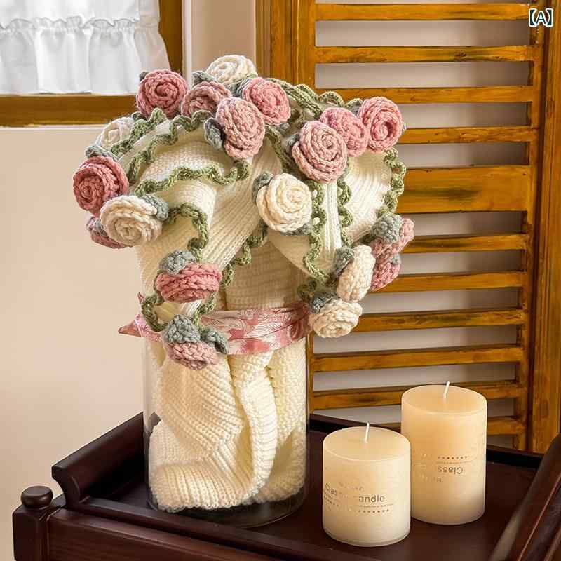 ブランケット レディース サクラ色 花柄 手編み 胸花 編み物 毛布 寝椅子 執務室 睡眠時間 愛くるしげ ひざ掛け アクリル樹脂 秋冬 永生花 差しわたし100糎 150糎