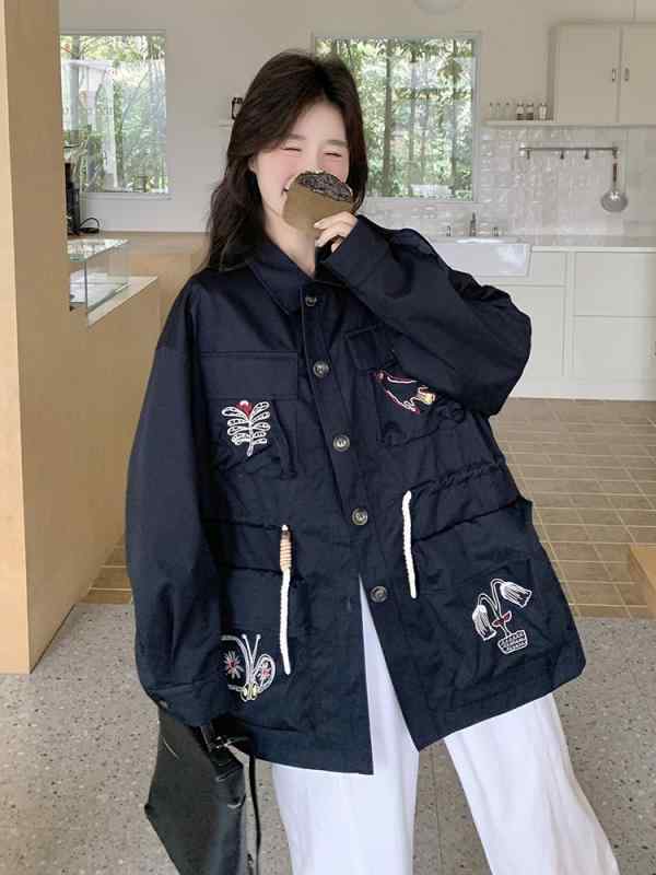 厚地の外套 レディース 赤ちゃん服 秋 アウター 綿 刺・墸 テーラード 真っただ中丈 ゆったり 米国海軍