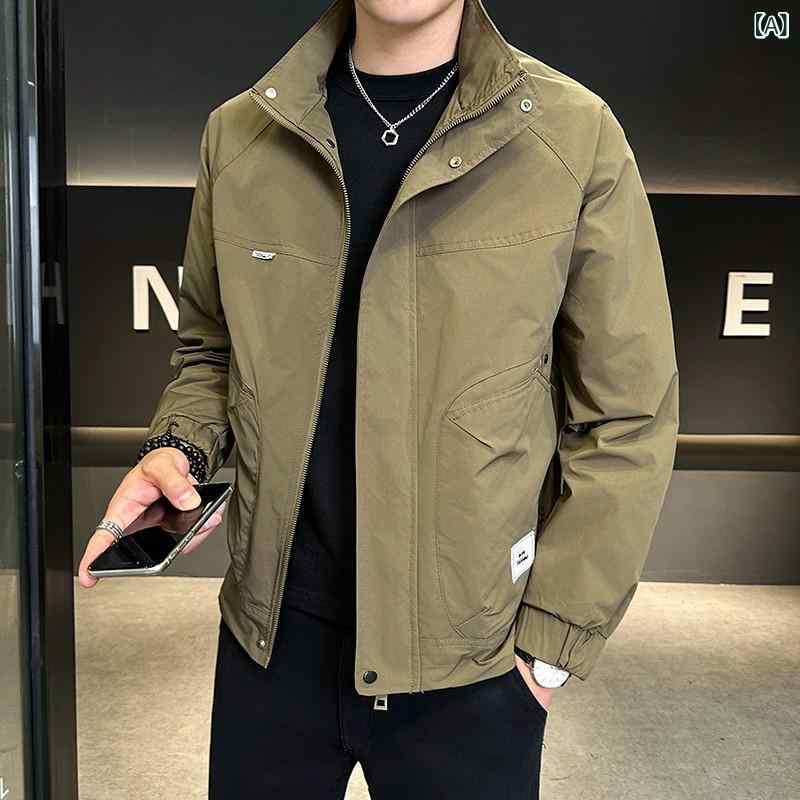 上衣 メンズ 成人男性用 照明ランプ色つや 上衣 秋冬 アウター 心地よい トップス ゆったり ポリエステル カーキ緑であること 黒いこと 象牙色