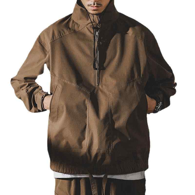 上衣 メンズ 成人男性用 秋冬 防寒 防風 裏起毛 ミリタリー 細工物上衣 上衣 アウター ゆったり 馬鹿でかい大きさ 喫茶店 カーキ 黒いこと