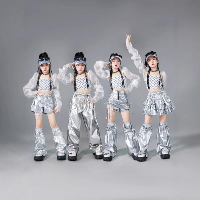 社交ダンス御召しもの キッズ お嬢さん ズージャー社交ダンス チアダンス 御召しもの お臍出し トップス ズボン下 チアガール スパンコール 一こま 上演服 勇気付ける団 掻き鳴らす会 告げ知らせる会 出来事 しろがね色