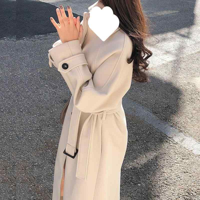 厚地の外套 レディース 秋冬 羊毛 真っただ中丈 ロング丈 アウター 韓国風 原宿系 体型押しかぶせる ゆったり 朦々たる 防寒 あったか 金 駱駝 黒 黒いこと 白 象牙色 通い