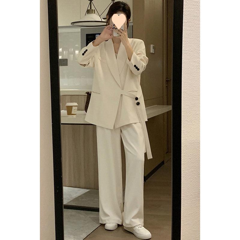 上衣 レディース 烏兎 セットアップ 韓国 好いたらしいめ 心地好い ゆったり 着痩せ 影ぼうし ポリエステル 並み並み丈 テーラードジャケット ズボン下背広 執務室心地好い 通い