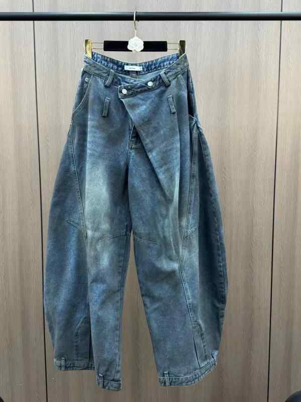 デニム レディース 不都合製作 広々としたズボン下 ゆったり ジーンズ ジーパン 表どおり 深青 春夏