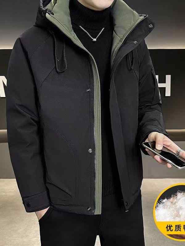 ダウンジャケット 男性用 中綿 防寒着 秋冬 暖かい フード付き アウター ジャンパー ブルゾン カジュアル ゆったり 洗濯機洗い可能 ブラック カーキ ブラウン|MIRAIYUKI