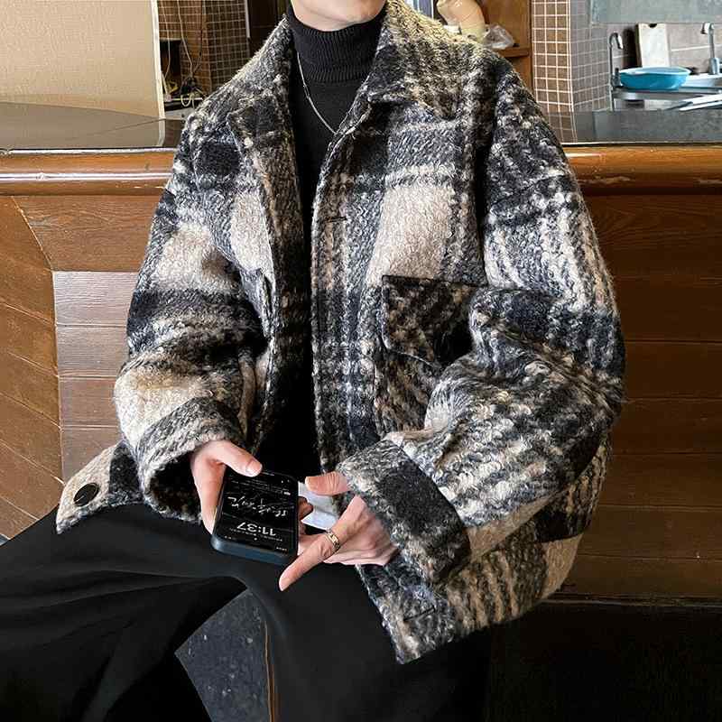 上衣 成人男性用 照合のしるし柄 ライトアウター 秋冬 襟付き添い人 羽織り 普段使い走り 韓国風 表どおり系
