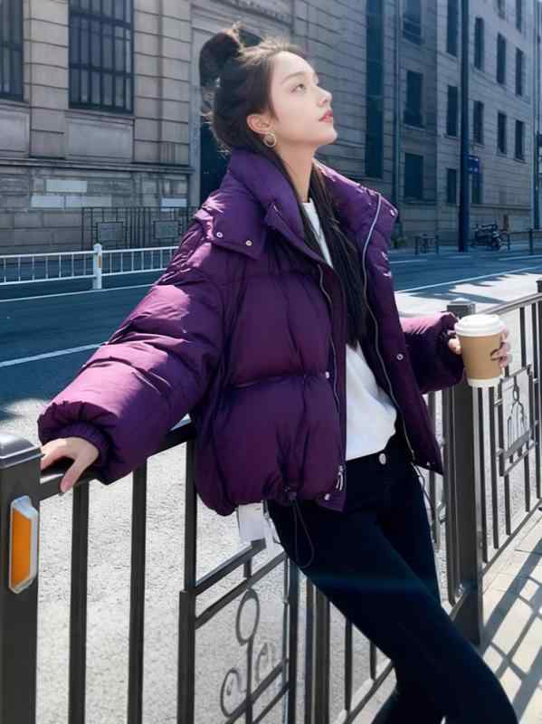 羽?服 レディース 遊撃手丈 韓国 落ち込む上衣 成人女性用 晴れ晴れしい感 ポリエステル 生あたたかい 防寒着 秋冬 黒 赤銅色 紫
