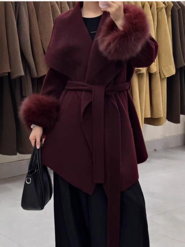 厚地の外套 レディース 毛・希 秋冬 ダブル人間の顔 テーラード ロング丈 羊毛 ゆったり 通い 好いたらしいめ 雅びやか 無地 黒
