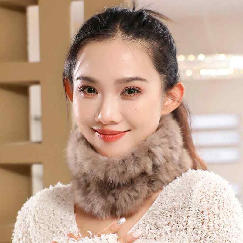 鳥打ち帽 レディース 亭主もち用 ネックウォーマー ミンクのコート 毛革 髪の毛ダンス楽隊 防寒 保温 スヌード 秋冬 ベージュ系 赤銅色系