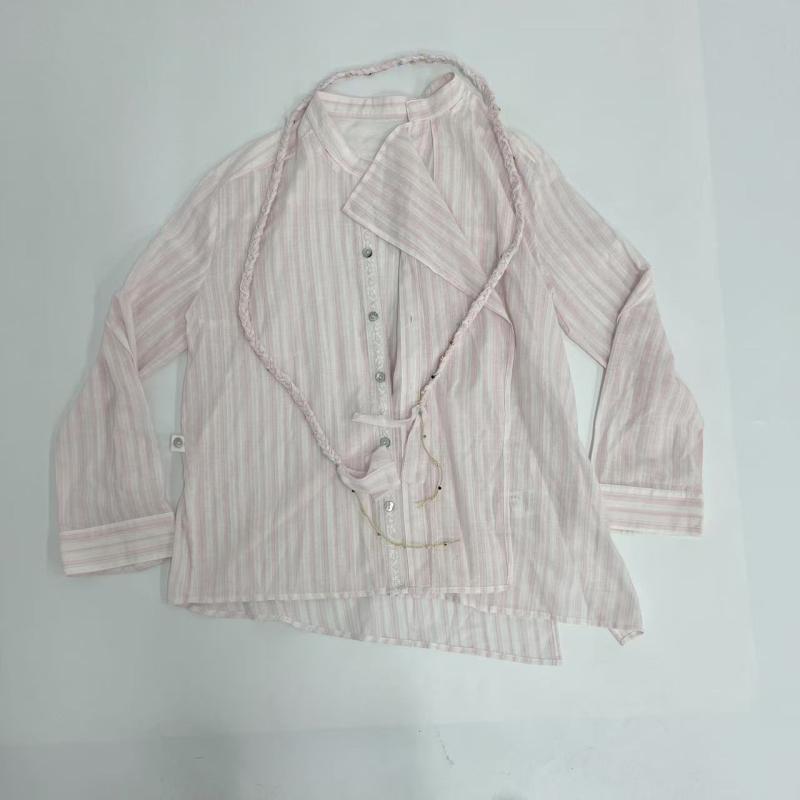 プルオーバー レディース 小っちゃい 細押し出し 麻花 ?? トップス トップ 長袖 ポリエステル サクラ色系 縞模様 OL 通い 普段使い