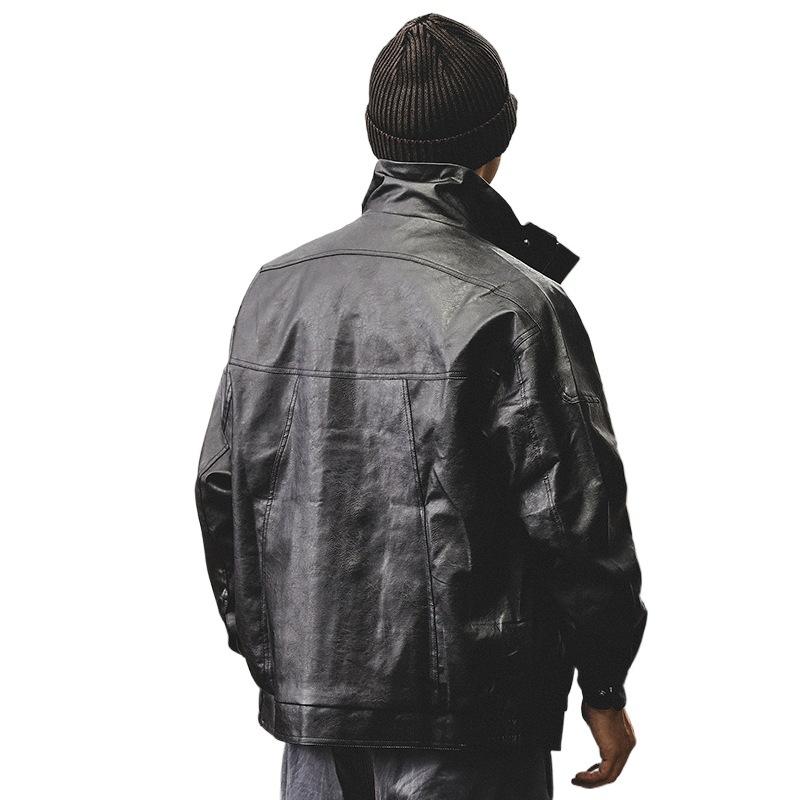 上衣 成人男性用 なめし革上衣 秋冬 ライダースジャケット PUなめし革 照明ランプ色つや 多衣嚢 黒いこと 赤銅色 普段使い走り 心地好い アメカジ