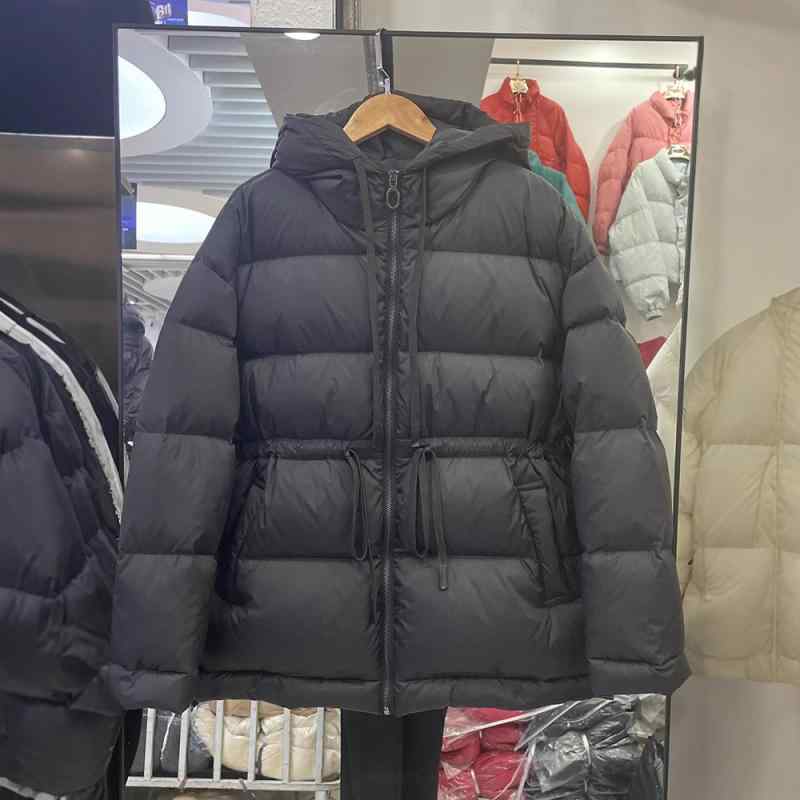 落ち込む上衣 レディース 秋冬 中綿 真っただ中丈 生あたたかい 韓国  アウター 厚地の外套 ボンネット付き添い人 黒 白 カーキ ゆったり ポリエステル