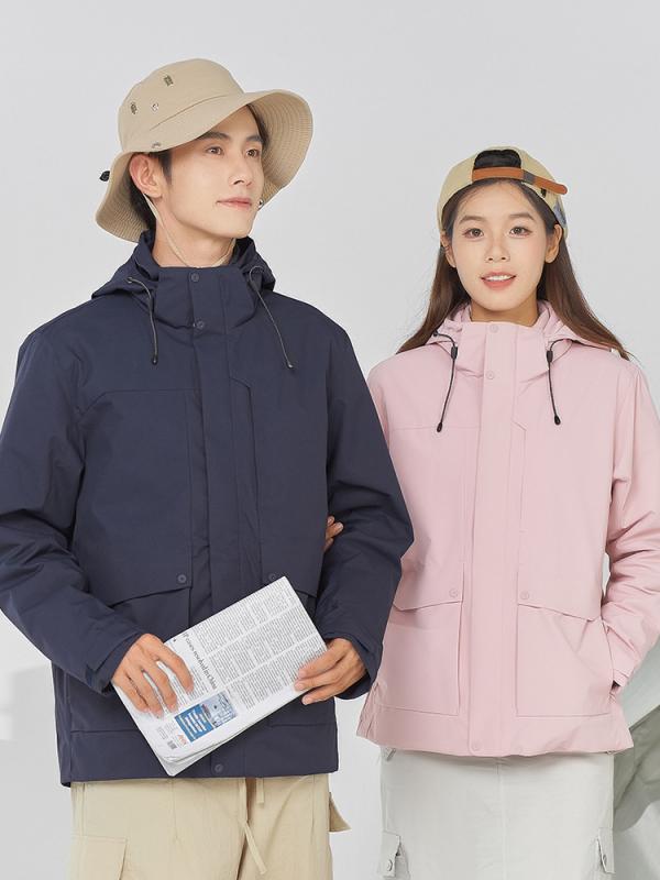 マウンテンパーカー レディース 秋冬 防風 撥水 防寒 登山ウェア 取り外し可能 2way ウィンドブレーカー スキーウェア アウトドアウェア 女性用 カーキ ブラック ネイビー ピンク系|MIRAIYUKI