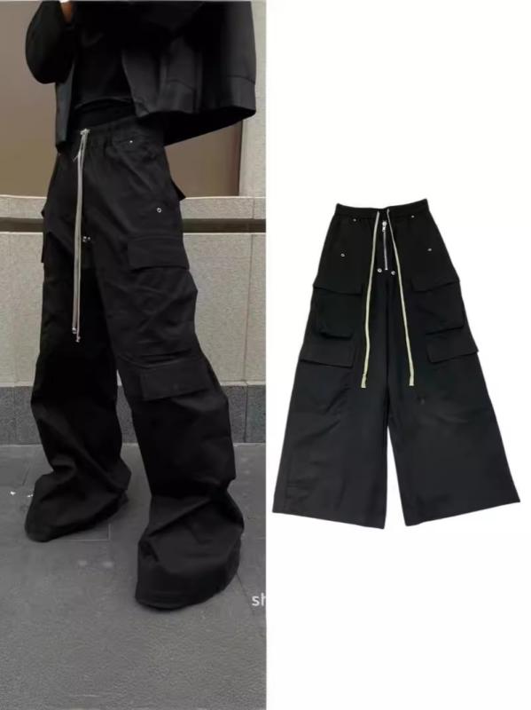 カーゴパンツ 成人男性用 細工物ズボン下 ゆったり ワイドレッグ ロングズボン下 表どおり アメカジ 黒