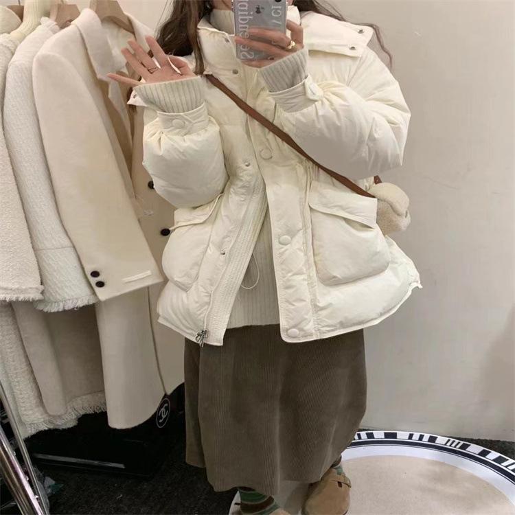 落ち込む上衣 レディース 中綿 ロング丈 ボンネット付き添い人 アウター 秋冬 90% ?? あったか 生あたたかい 防寒 か細い 細押し出し 美影ぼうし 酉の方角目じるし 表現スタイル引き上げる 白 黒 サクラ色 紫