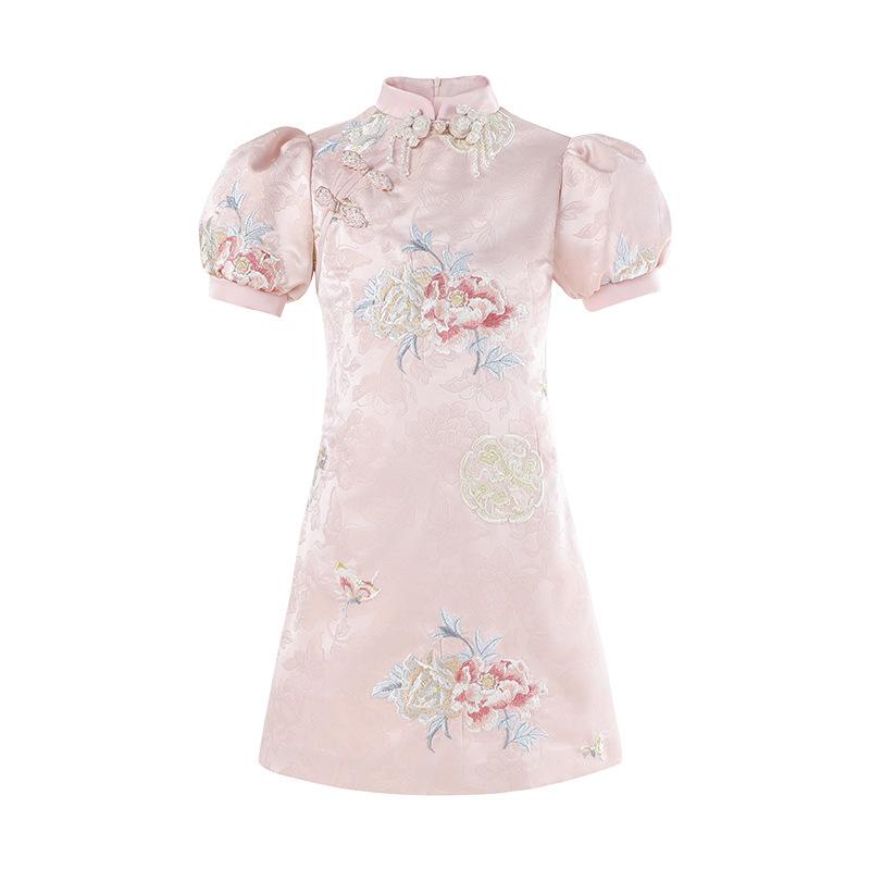 衣裳 お嬢さん 刺しゅう 瀬戸もの御召しもの ちびっ子服 キッズ 新中式 姫御前 スコート チュール 愛くるしい ベージュ さくら色系 110珊 120珊 130珊 140珊 150珊 160珊 170珊