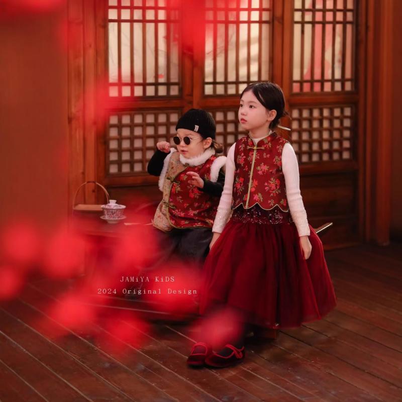 衣裳 キッズ お嬢さん 中小童大きさ ちびっ子用 瀬戸もの御召しもの より良い ポリエステル 中国風 朦々たる 100珊 110珊 120珊 130珊 140珊 150珊