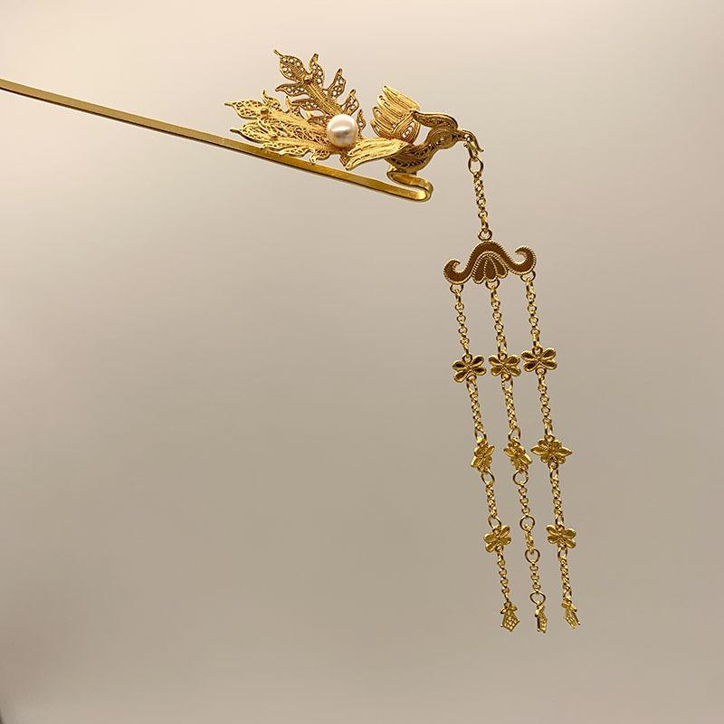 ヘアアクセサリー レディース かんざし シルバー999 銀メッキ 三つ尾 鳳凰モチーフ 手作り チャイナ風髪飾り 和装 結婚式 パーティー|MIRAIYUKI