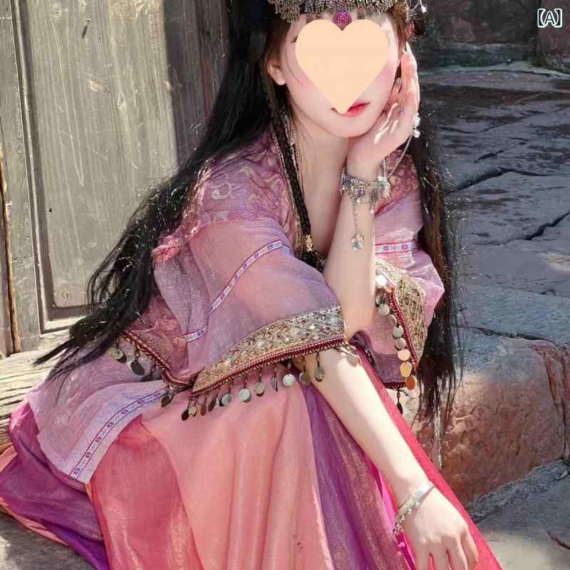 瀬戸ものお召しもの レディース ハニ族 エスニック 西域 大漠 妃殿下風 映画化用 お召しもの ポリエステル 紫 パープル S M L