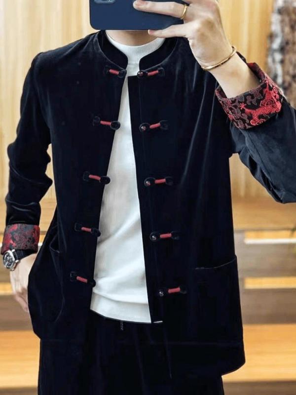 アウター メンズ 成人男性用 秋冬 オリエンタル今めかしい 天鵞絨 天鵞絨 晴れ晴れしい感 心地好い オシャレ  飾りつけ名取り草 瀬戸もの上衣 ゆったり 好いたらしい