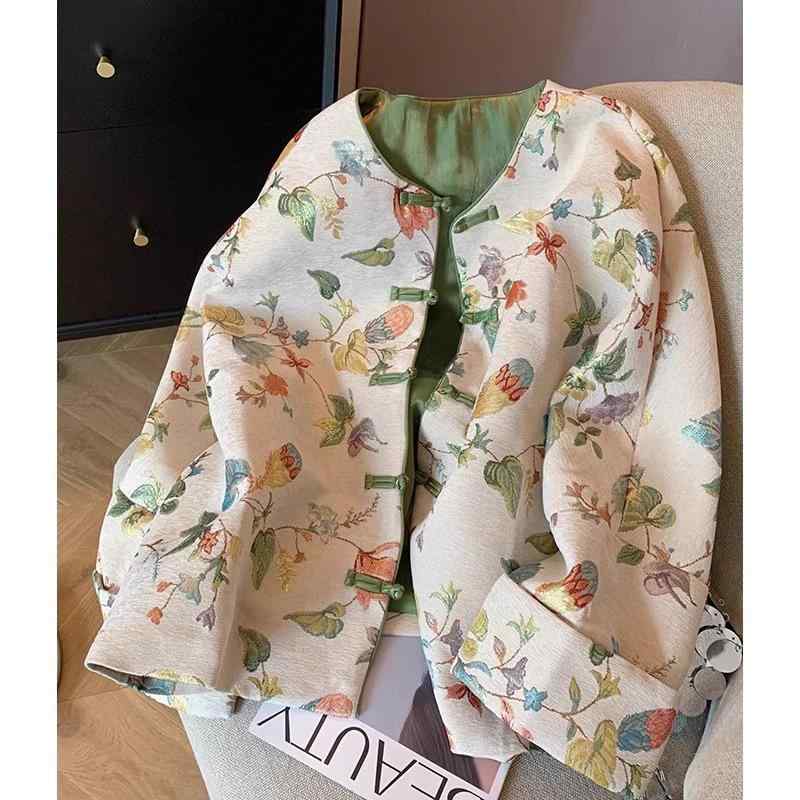 瀬戸もの上衣 レディース 唐装 漢服風 トップス 春物 遊撃手丈 ポリエステル 雅びやか 杏色 S M L XL XXL