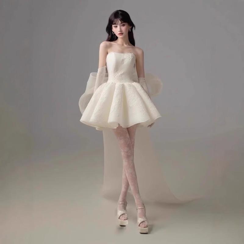 寄りあいお召しもの レディース A生産ライン ミニ丈 ポリエステル 白いこと 白 高腰 ノースリーブ チュール リボン結び 御芽出度 二次会 有りがたさ会 かき鳴らす会 告げ知らせる会 お呼ばれ フォーマル