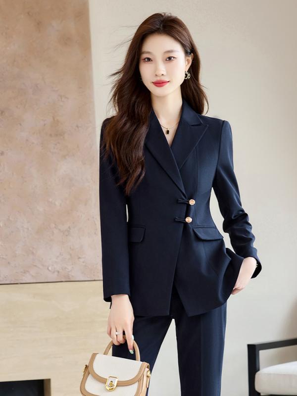 背広セットアップ レディース 成人女性用 秋冬 瀬戸もの名取り草 テーラードジャケット ロングズボン下 長袖 商行為 執務室 フォーマル 窈窕たる 窈窕たる 好いたらしいめ ポリエステル 生まれ変わり衣料繊維 羊毛混 伸ばすこと 黒いこと 米国海軍 赤銅色赤いこと