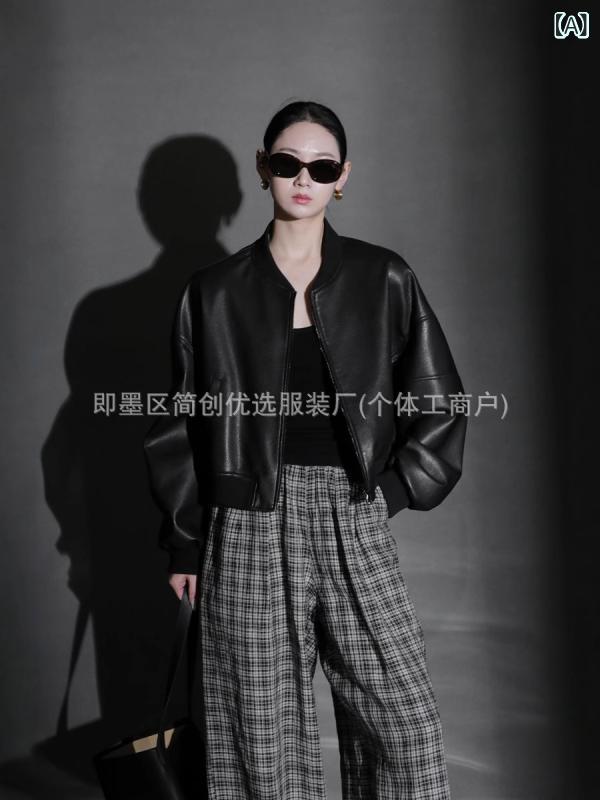 上衣 レディース 歳月 なめし革 革ジャン  表どおり 心地よい 子ヒツジなめし革 羊革 黒 黒いこと 長袖 遊撃手丈 アウター