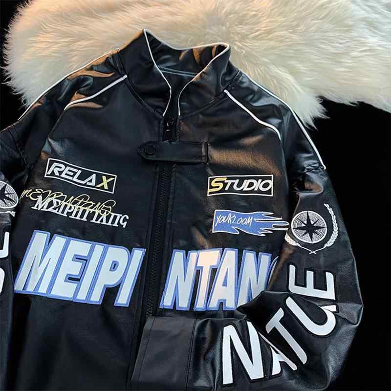上衣 メンズ 秋冬 アメカジ フェイクレザー 飛翔上衣 ライダース 上衣 表どおり 厚地の外套大きさ ビッグ影ぼうし ゆったり 耐摩耗性 アウター
