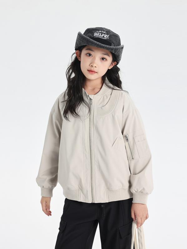 小わっぱ服 上衣 御嬢さん アウター 秋冬 上衣 前掛け 韓国 防汚 撥水 長袖 トップス 無地 普段着 通学着 140 150 160 165 170 黒いこと ベージュ ポリエステル3