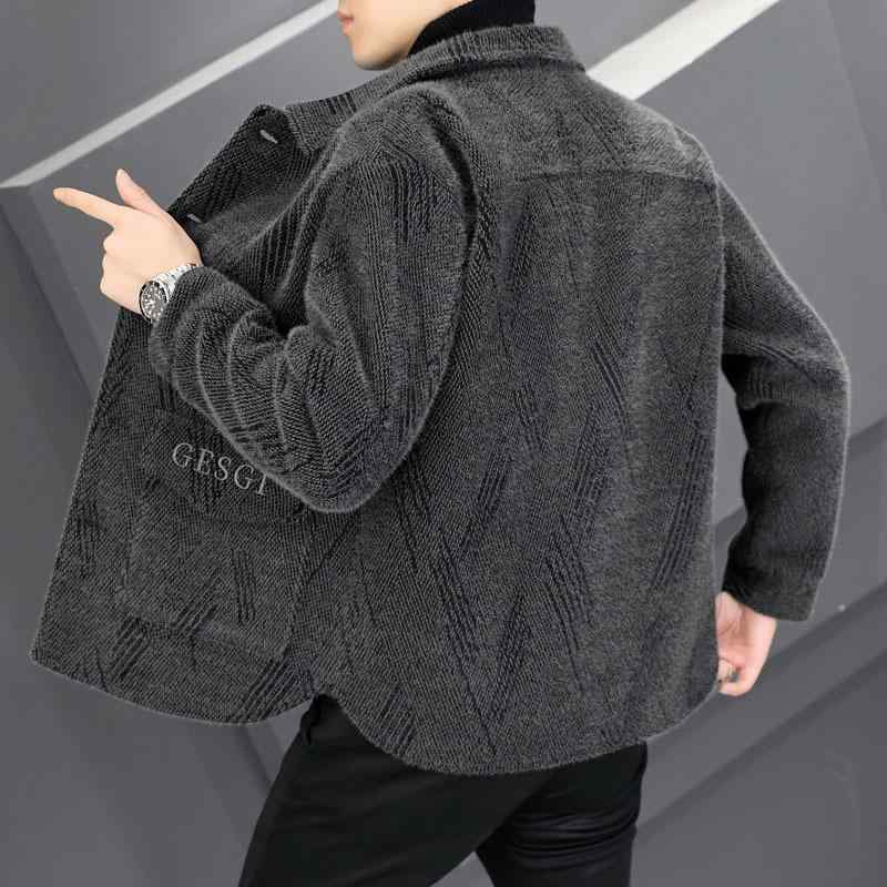 厚地の外套 メンズ 成人男性用 羊毛厚地の外套 遊撃手丈 テーラード 秋冬 防寒 あったか 裏地付き添い人 黒いこと 薄墨色