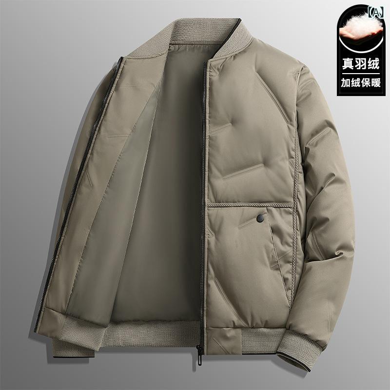 羽?服 メンズ 成人男性用 冬 加厚 防寒 立襟 遊撃手丈 アウター 前掛け 上衣 馬鹿でかい大いさ カーキ 黒 紺色 ポリエステル 防風 抗寒