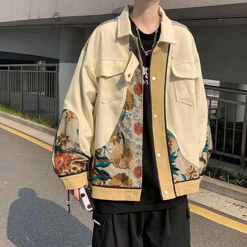 上衣 成人男性用 大層らしい大いさ 細工物 日月 表どおり系 ゆったり 心地好い 綿麻 混紡 立体隠し M L XL 2XL3