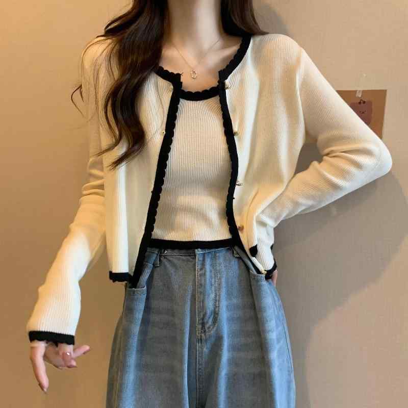 ジレー レディース 編み物合奏団 色彩設計 トップス キャミソール ポリエステル 事務室 心地好い 通い 好いたらしいめ 長袖 遊撃手丈 並み並み丈 秋冬3