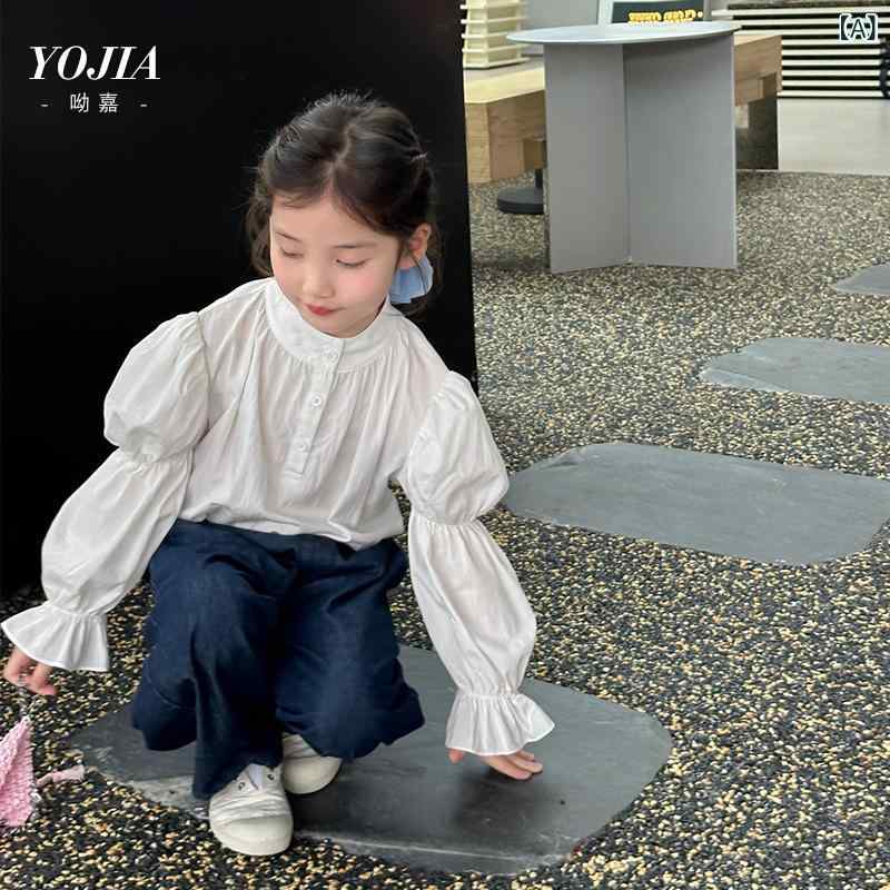 キッズ 御嬢さん ティーシャツ ズボン下 セットアップ 春物 小わっぱ服 上下書き割り フラウンス襟 トップ 長ズボン 愛くるしげ 今めかしい ガールズ 普段着 お出かけ