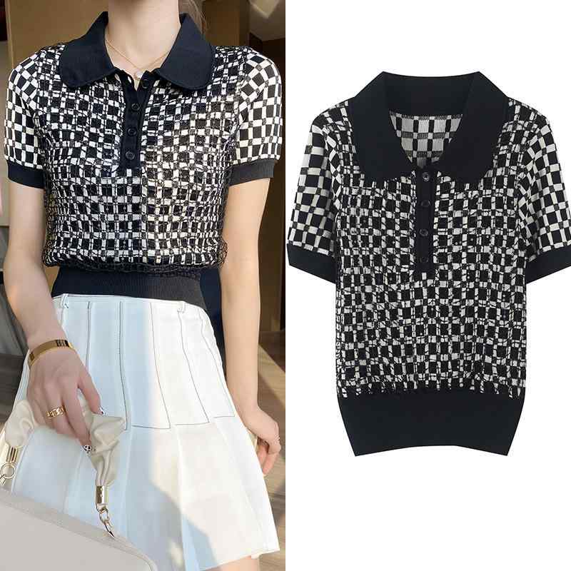 編み物 スポーツシャツ レディース 半袖 薄っぺら 当たること冷感 色彩設計 間借り人 トップス 夏編み物 通い