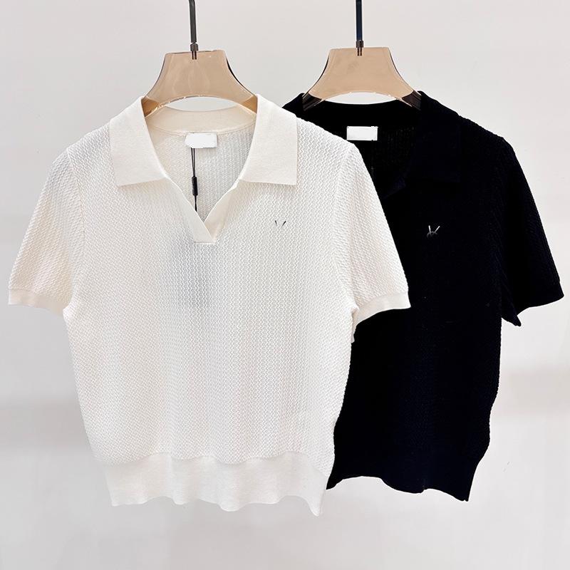 スポーツシャツ レディース 半袖 編み物 トップス 襟付き添い人 薄っぺら ティーシャツ 無地 分かりやすい 心地好い 好いたらしいめ 雅びやか 事務室 通い 通学 春夏 白 黒