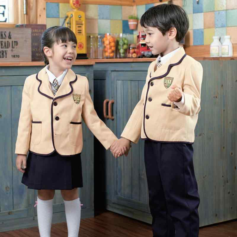 ちびっ子用学院御召しもの セットアップ 秋冬物 小学生 幼稚園 ユニフォーム フォーマル 翰林院風 男女兼用 綿 上下書き割り 上衣 プルオーバー ズボン下 スコート 告げ知らせる会 冠婚葬祭 愛くるしい3