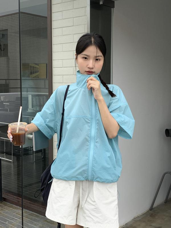 ジレー レディース 薄っぺら 当たること冷感 五分袖 薄墨色 藍色 杏色 A伝達ルート リヨ独居室 無地 日韓風 心地よい