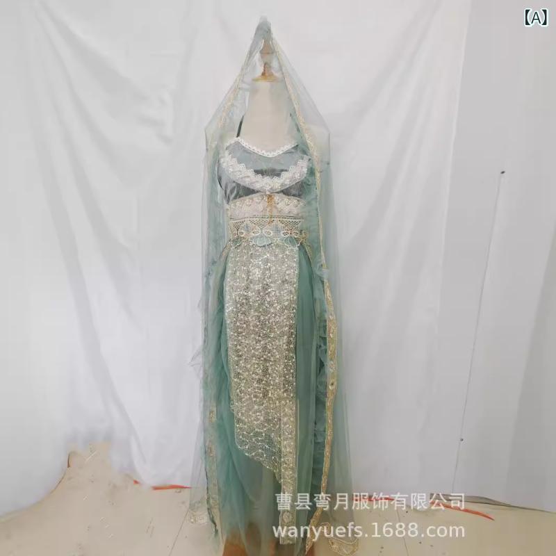 御召しもの レディース エスニック 民族御召しもの 活動写真映画化用 敦煌 飛天 ポリエステル レトロ中国風 異国佇まい 衣裳 チュール 頭を覆う物