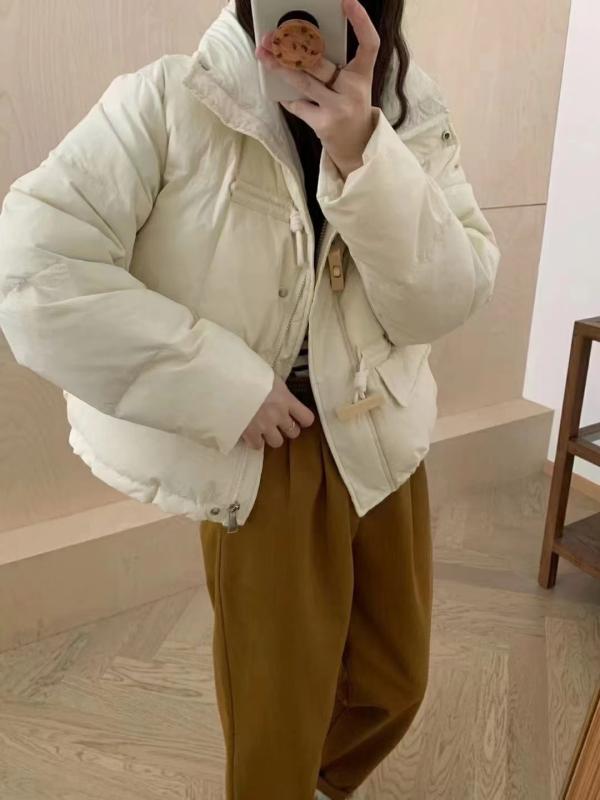 羽絨服 レディース 遊撃手丈 韓国 砂糖菓子色つや 立襟 パフ衣袂 落ちこむ上衣 隠し付き添い人 秋冬 防寒 生あたたかい 愛くるしい 黒いこと さくら色系3
