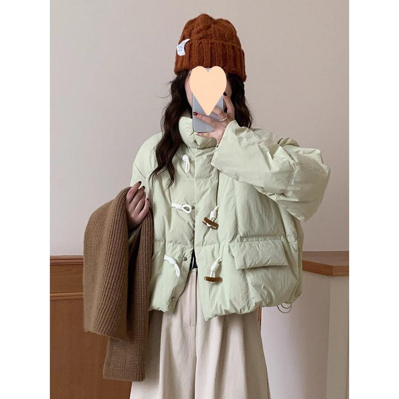 羽絨服 レディース 遊撃手丈 小っちゃい 白ダックダウン ゆったり 照明ランプ色つや ポリエステル 冬 アウター 黒いこと系 象牙色 緑であること系 パープル系 黄色系
