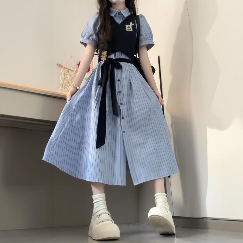 衣装 レディース 中学生 高校生 A生産ライン 半袖 長袖 うつり変わり 縞模様柄 ミニ丈 膝上丈 翰林院風 春夏